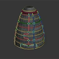 Conical Industrial Mechanical Structure With Black Shell And Red Pipeline Details
