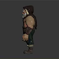 Muscular Horned Bearded 3D Character Model With Arm Guards Green Pants And Brown Boots