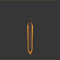 Ornate Fantasy Sword With Black Hilt And Orange Accent Blade Design