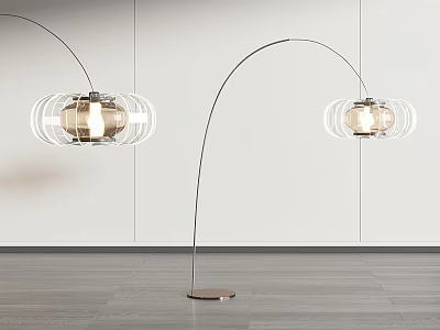 Modern Arched Floor Lamp with Glass Shade and Metal Stand in Living Room 3d model