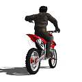 Man In Casual Jacket Riding Red Dirt Bike With Extended Arm Gesture