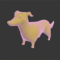 Cute Cartoon Style White And Brown Dog 3D Model With Big Eyes On Dark Background