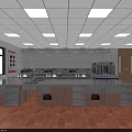 Professional Commercial Catering Kitchen With Stainless Steel Workstations Stoves Ceiling Lights And Ceramic Tile Floor