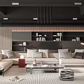 Modern Living Room Interior With Open Concept Gray Sofa Wooden Flooring Floor Lamp Coffee Table