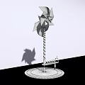 Colorful Pinwheel Toy With Red Green Blades And Round Base Structure