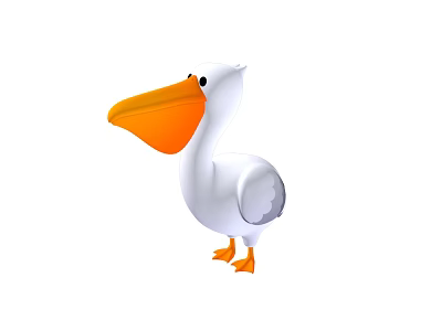 White Pelican Flying Animal With Orange Beak And Orange Feet 3D Model Design 3d model