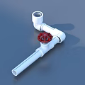 White PVC Pipe Fitting With Red Valve And Elbow Connection Structure 3d model