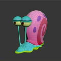 Cute Colorful Toy Snail With Pink Shell Purple Spots Blue Body And Green Base