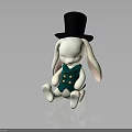 White Rabbit Home Decor Figurine With Black Top Hat Green Vest For Living Room