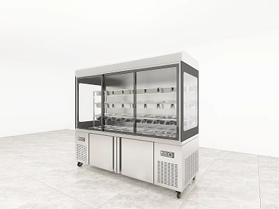 Stainless Steel Display Refrigerator Freezer With Glass Door And Lower Cabinets 3d model