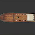 Wooden Boat With Green Trim White Canopy Deck Lifebuoys And Windows