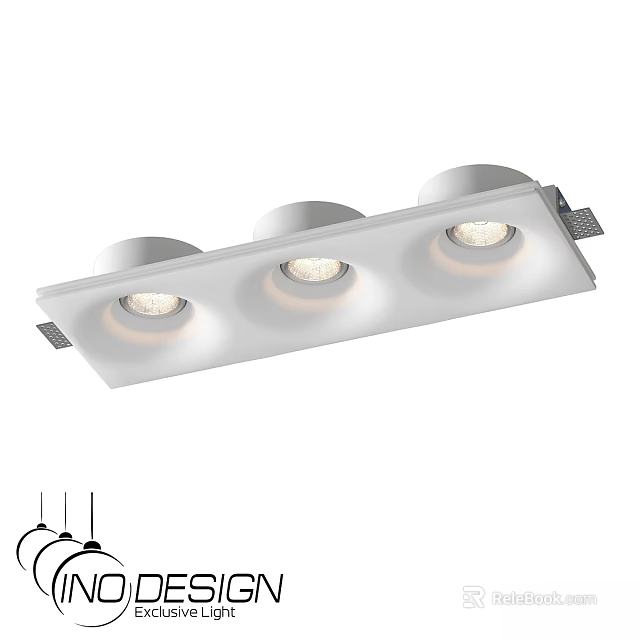 Modern Recessed Spotlights With Three LED Lamps For Home Ceiling Lighting Design 3d model 