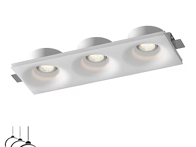 Modern Recessed Spotlights With Three LED Lamps For Home Ceiling Lighting Design 3d model