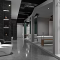 Modern Bathroom Interior With Dark Marble Walls Toilet Bathtub Shower Area And Shelves