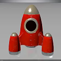 Red and Silver Rocket Model with Circular Window Thrusters for Space Exploration 3d model