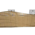Elegant Modern Wooden Reception Desk With Wave Pattern And White Devices 3d model