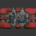 Red And Gray Mechanical Cube Decorative Household Item With Gear Accents