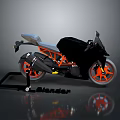 Sleek Black Sports Motorcycle With Orange Wheels Gray Seat And Modern Design