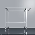 White Rolling Cart With Glass Top Modern Design And Smooth Wheels For Indoor Use