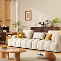 Modern double sofa coffee table combination 3d model