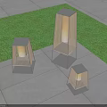 Illuminated Modern Outdoor Lights With Wooden Shade And Black Base For Garden Patio