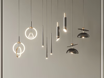 Modern Pendant Lights With Various Contemporary Designs And Metallic Finishes 3d model