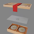 Traditional Wooden Ornament Decoration Set With Red Ribbon And Golden Patterns