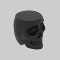 Black Skull Shaped Side Table With Intricate Carved Decorative Details