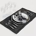 Elegant Dinnerware Set With Plates Cutlery Napkin And Wine Glasses On Placemat