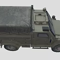 Military Style Green Cargo Truck With Canvas Covered Bed And Rugged Tires