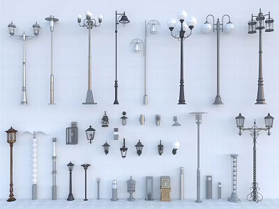 Outdoor Lights Various Styles And Designs Including Modern And Vintage For Garden Street 3d model