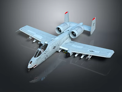 Gray Military Fighter Jet With Twin Engines Shark Mouth Nose And Weapon Racks 3d model