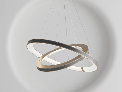 Modern Circular Ring Chandelier With Metallic Finish And Illuminated Design Hanging In Space 3d model