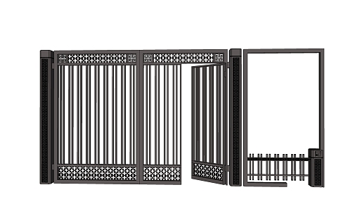 Modern Gate Patio Door Fire Door Access Control Swing Gate Pluice Gate 3d model