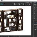 Modern Walnut Wooden Bookcase With Multiple Open Compartments For Books Photos And Exquisite Home Decorations