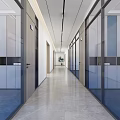 Office walkway gradient glass 3d model