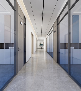 Office walkway gradient glass 3d model