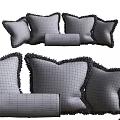 Blue Throw Pillows With Geometric Maze Pattern And Fringe Edges For Sofa Decor Collection 3d model