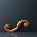 Golden Metal Decorative Carving With Scroll Curved Design On Dark Background
