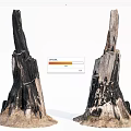 Natural Weathered Wooden Stumps With Stone Base And Rustic Texture Details
