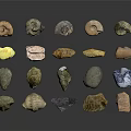 Assorted Wood And Stone Material Samples With Various Colors And Natural Textures 3d model