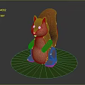 Adorable Plush Squirrel 3D Character Sitting On Green Circular Base