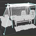 Outdoor Market Stall With Red White Striped Awning Wooden Barrels Crates Displaying Fresh Fruits Vegetables