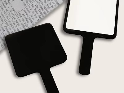 Modern Decorative Ornament Set Featuring Two Black Square Hand Mirrors With Handles 3d model