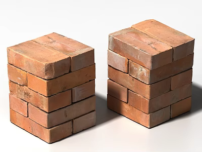 Stacked Red Bricks As Essential Building Components For Construction Projects 3d model