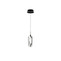 Modern Minimalist Pendant Light with Rectangular Glass Shade and Sleek Black Metal Frame 3d model