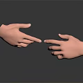 Realistic 3D Modeled Hands with Curved Fingers Interacting Gently on Dark Background and Reflection 3d model