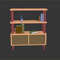 Practical Wooden Bookshelf With Multiple Shelves Cabinet Doors Books And Pencil Holder