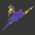 Purple And Yellow Futuristic Sci Fi Craft With Sharp Geometric Design 3d model