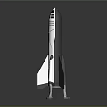 White Rocket Model With Main Body Wings Landing Legs And Shiny Surface On Dark Background